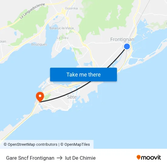Gare Sncf Frontignan to Iut De Chimie map