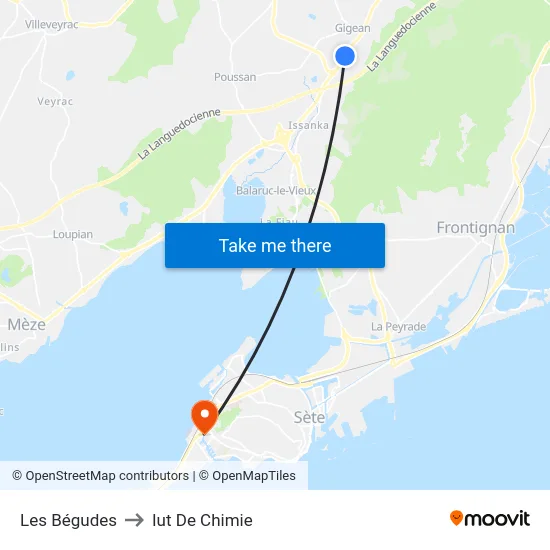 Les Bégudes to Iut De Chimie map