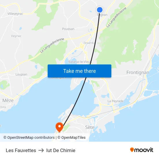 Les Fauvettes to Iut De Chimie map