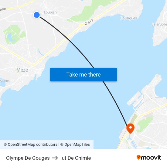 Olympe De Gouges to Iut De Chimie map