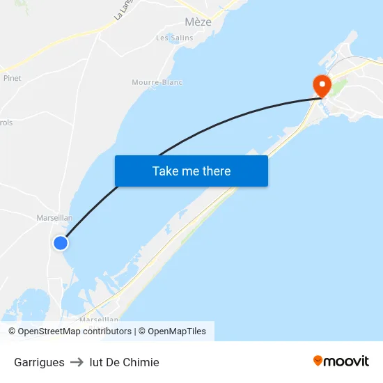 Garrigues to Iut De Chimie map