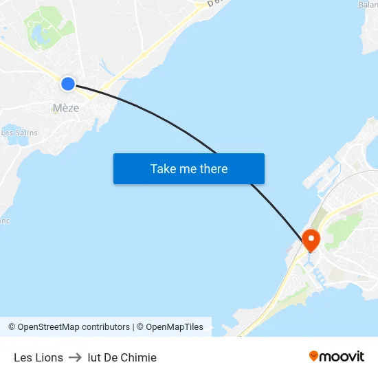 Les Lions to Iut De Chimie map