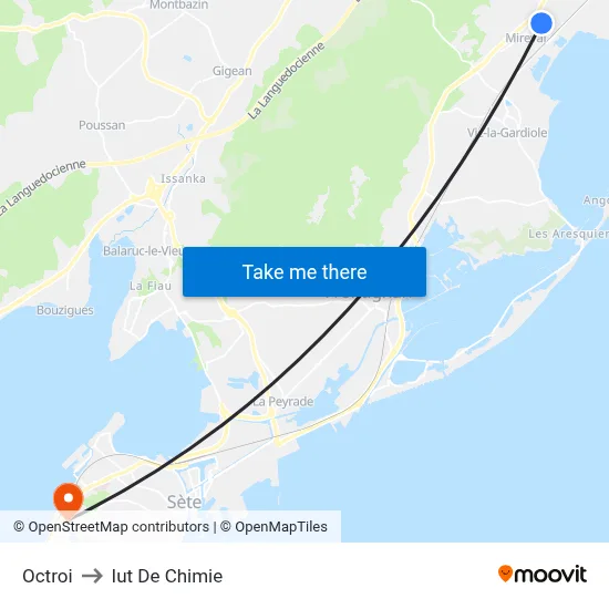 Octroi to Iut De Chimie map