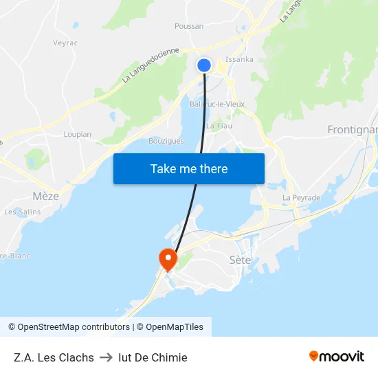 Z.A. Les Clachs to Iut De Chimie map