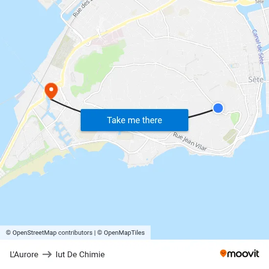 L'Aurore to Iut De Chimie map