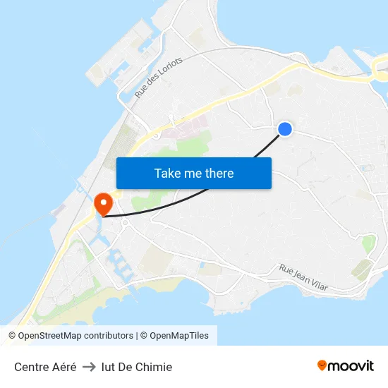 Centre Aéré to Iut De Chimie map