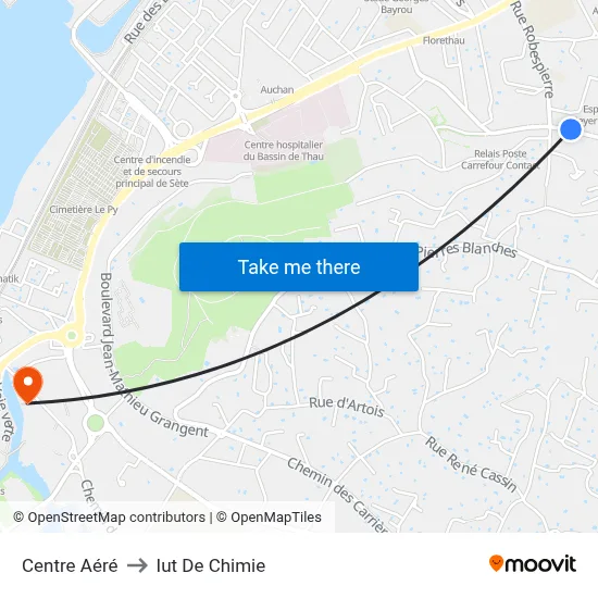 Centre Aéré to Iut De Chimie map