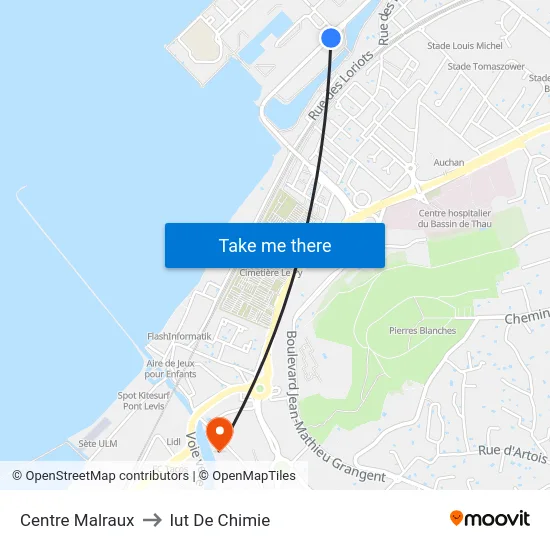 Centre Malraux to Iut De Chimie map