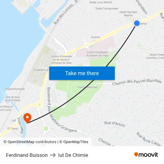 Ferdinand Buisson to Iut De Chimie map