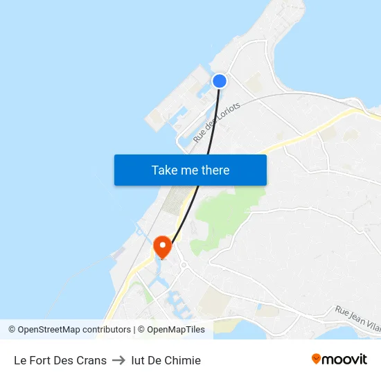 Le Fort Des Crans to Iut De Chimie map