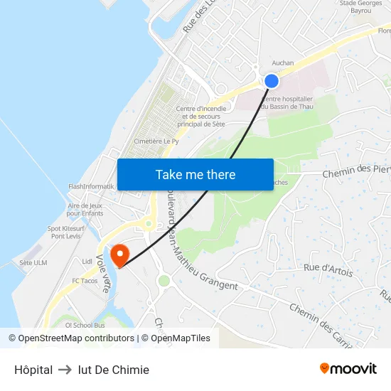 Hôpital to Iut De Chimie map