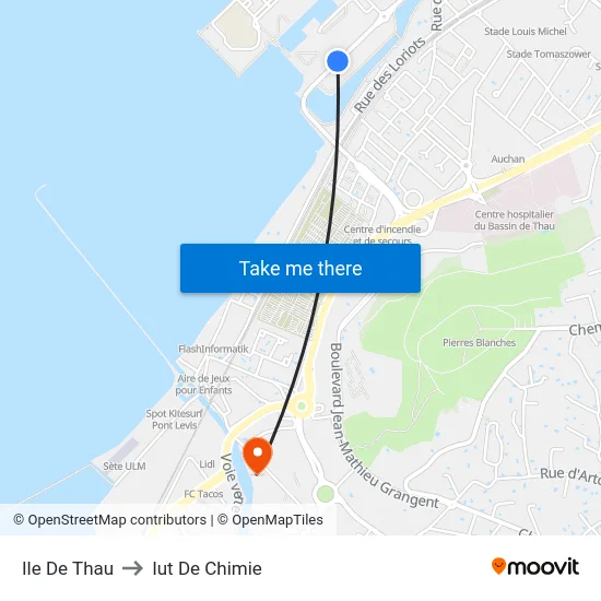 Ile De Thau to Iut De Chimie map