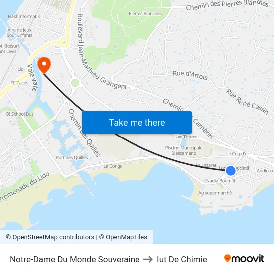 Notre-Dame Du Monde Souveraine to Iut De Chimie map