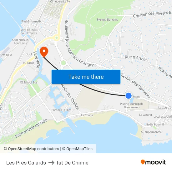 Les Près Calards to Iut De Chimie map