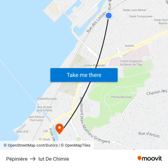 Pépinière to Iut De Chimie map