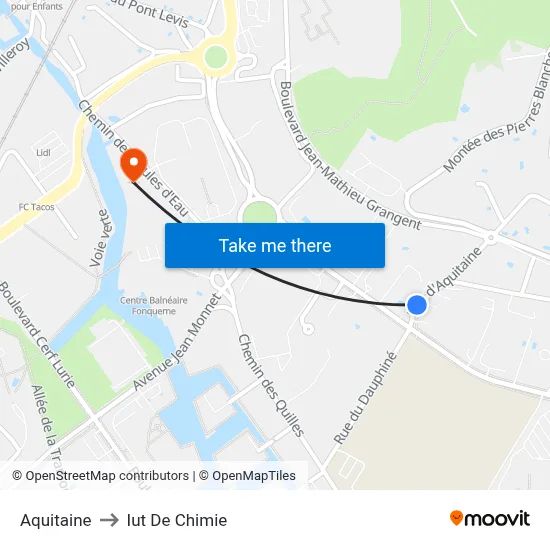 Aquitaine to Iut De Chimie map