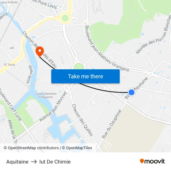 Aquitaine to Iut De Chimie map