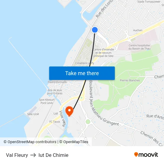 Val Fleury to Iut De Chimie map