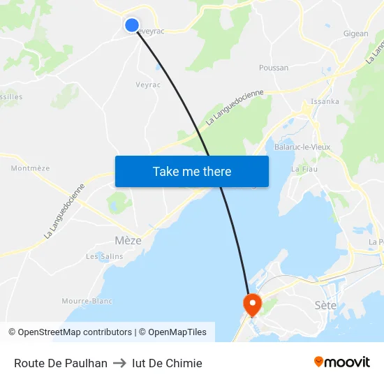 Route De Paulhan to Iut De Chimie map