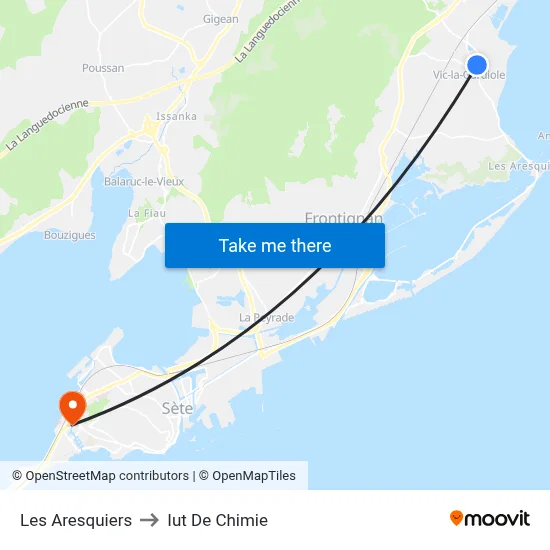 Les Aresquiers to Iut De Chimie map