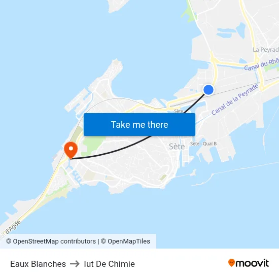 Eaux Blanches to Iut De Chimie map