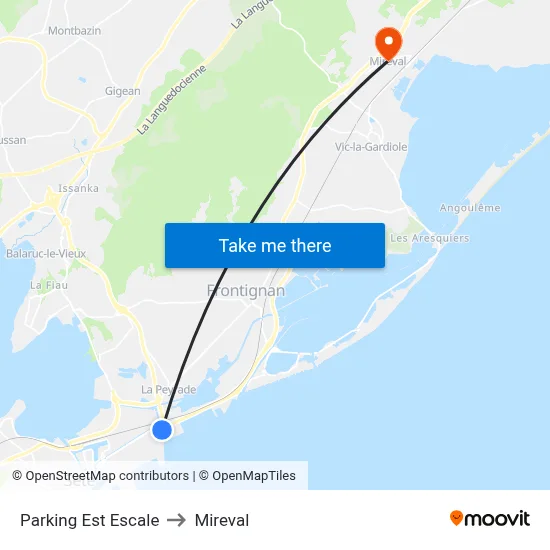 Parking Est Escale to Mireval map