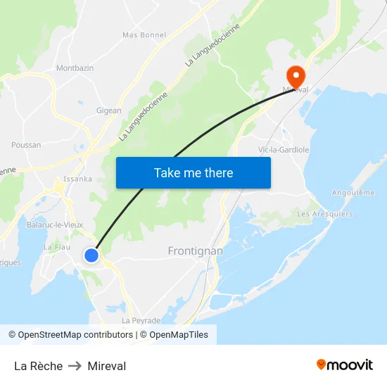 La Rèche to Mireval map