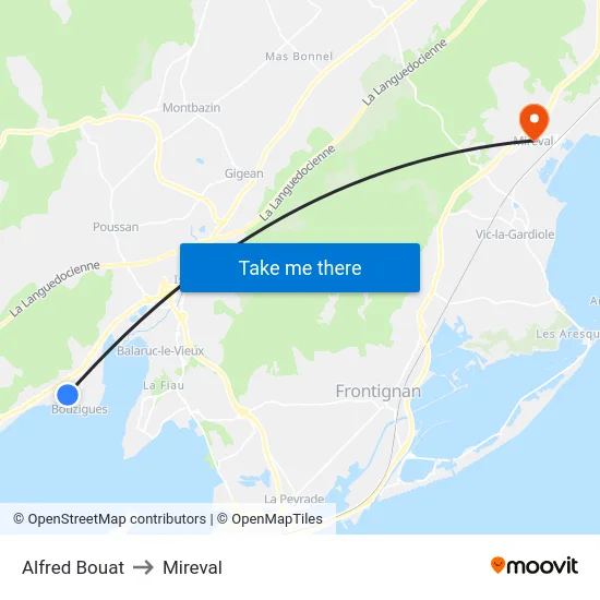 Alfred Bouat to Mireval map