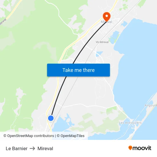 Le Barnier to Mireval map