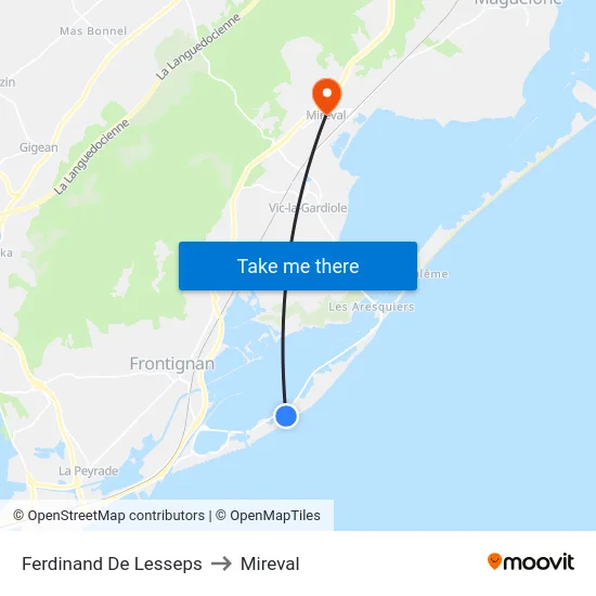 Ferdinand De Lesseps to Mireval map