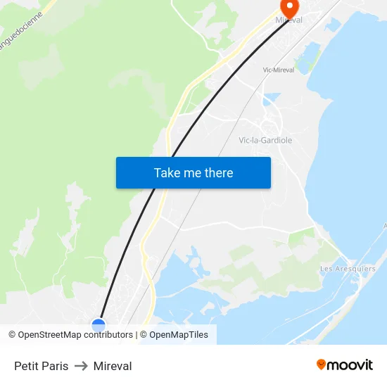 Petit Paris to Mireval map