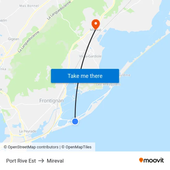Port Rive Est to Mireval map