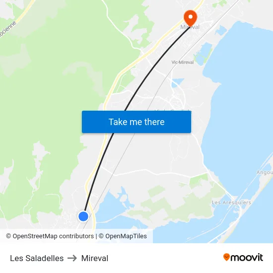 Les Saladelles to Mireval map