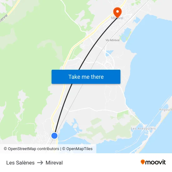 Les Salènes to Mireval map