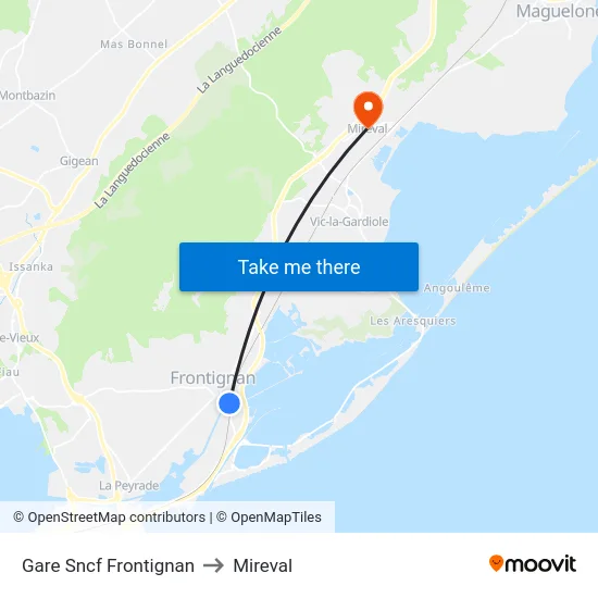 Gare Sncf Frontignan to Mireval map