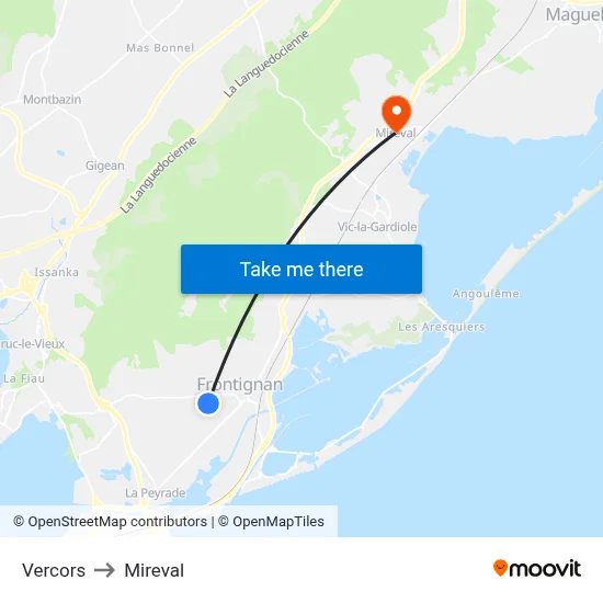 Vercors to Mireval map