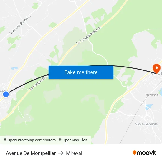 Avenue De Montpellier to Mireval map