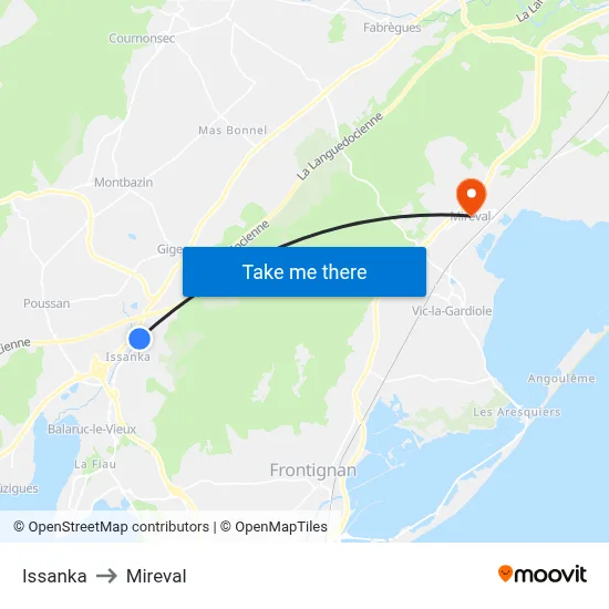 Issanka to Mireval map