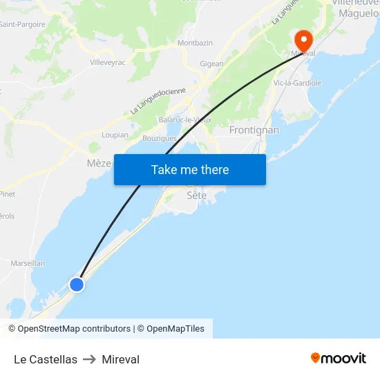 Le Castellas to Mireval map
