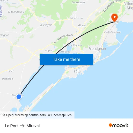 Le Port to Mireval map