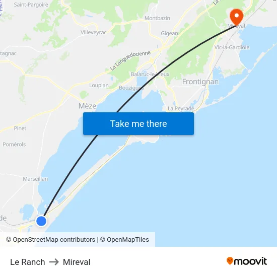 Le Ranch to Mireval map