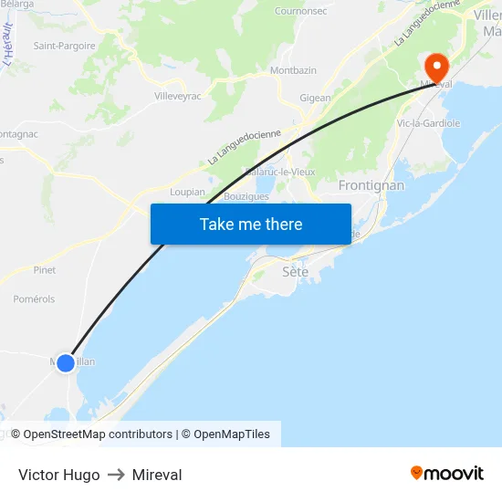Victor Hugo to Mireval map