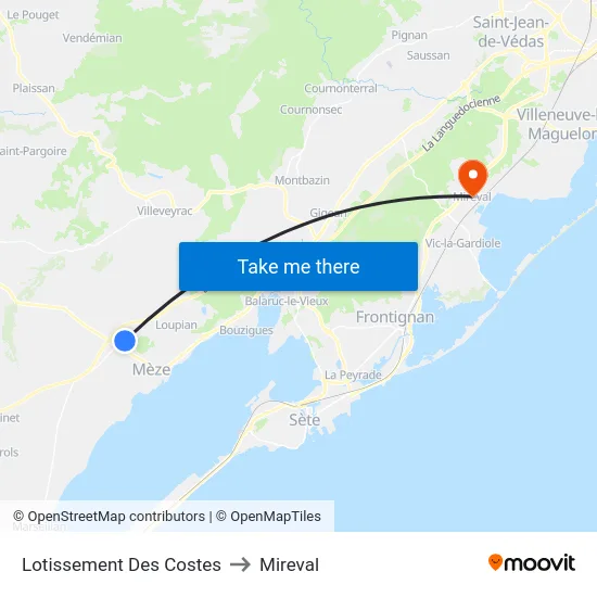 Lotissement Des Costes to Mireval map