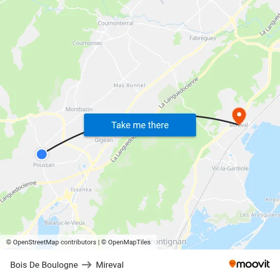 Bois De Boulogne to Mireval map