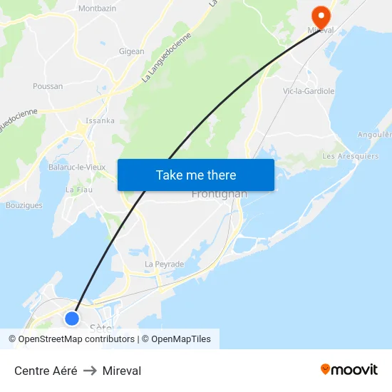 Centre Aéré to Mireval map