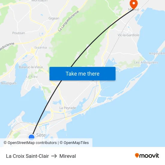 La Croix Saint-Clair to Mireval map