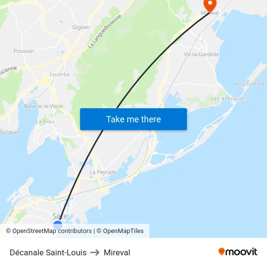 Décanale Saint-Louis to Mireval map