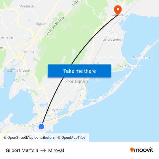 Gilbert Martelli to Mireval map