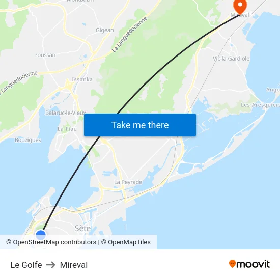 Le Golfe to Mireval map