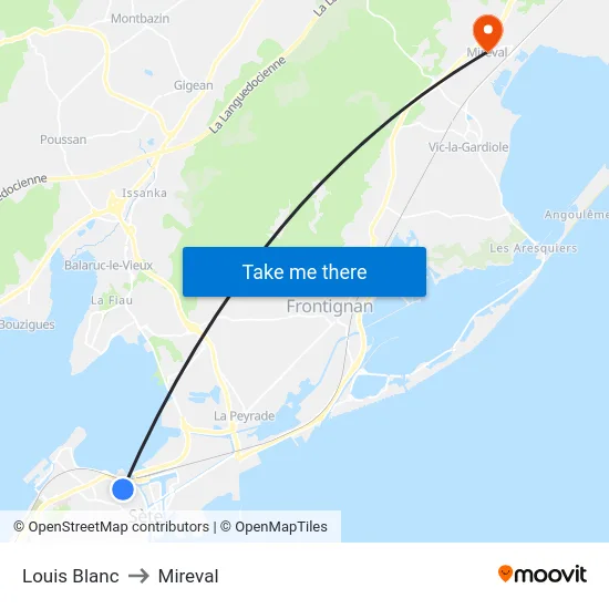 Louis Blanc to Mireval map